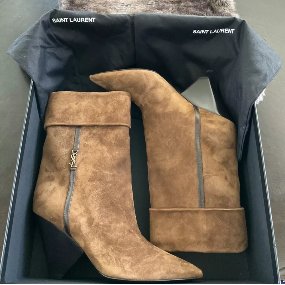 YSL Saint Laurent Liz 85 Suede Boots - Picture 7 of 12